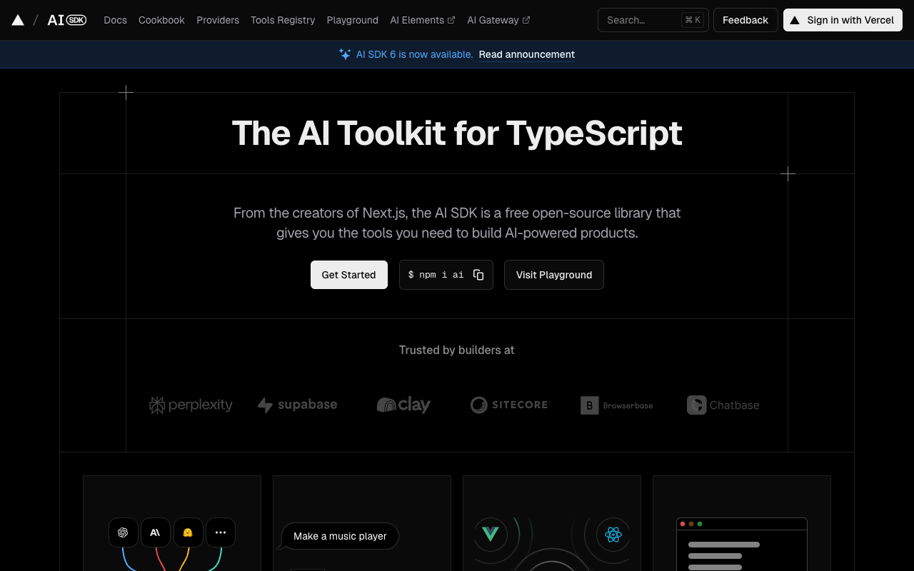 Vercel AI SDK screenshot