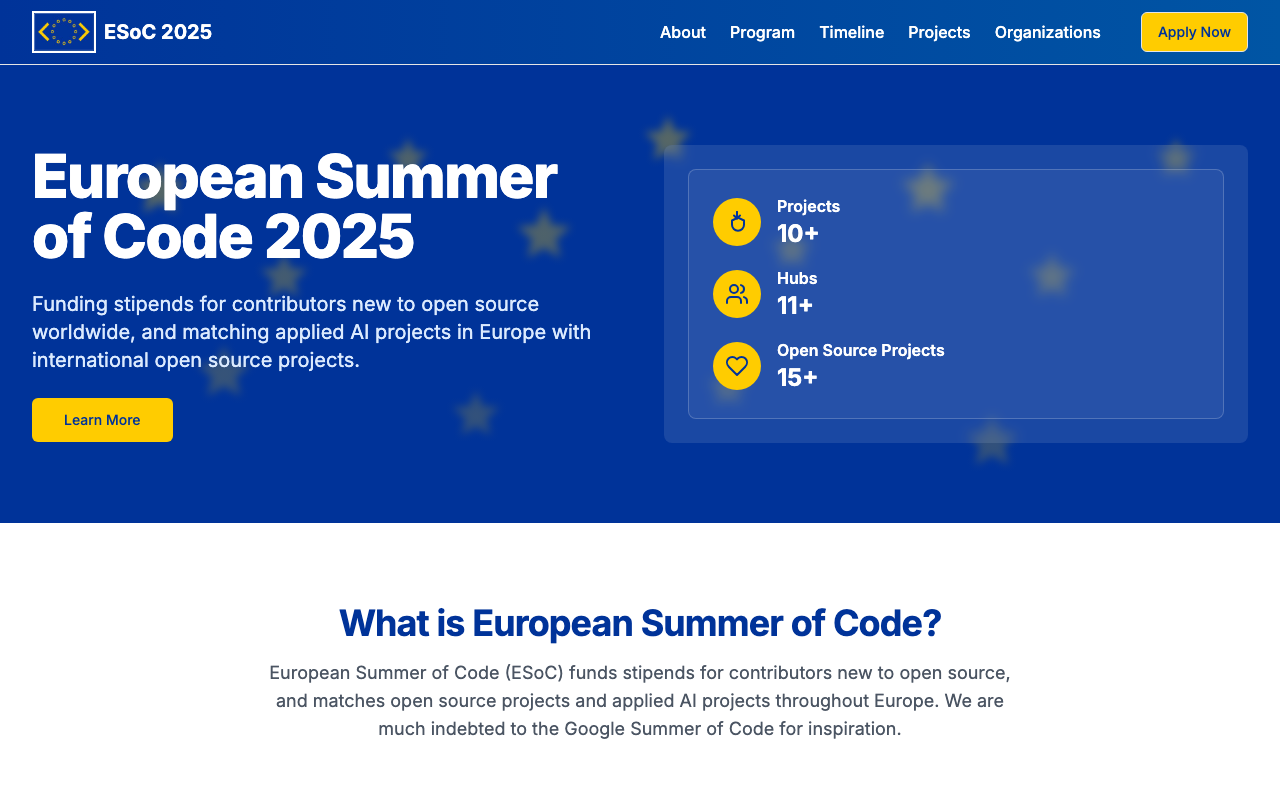European Summer of Code (ESoC) preview