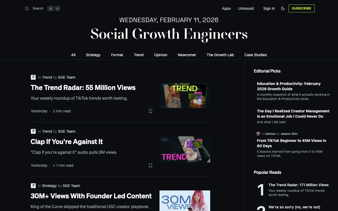 Social Growth Engineers Newsletter preview