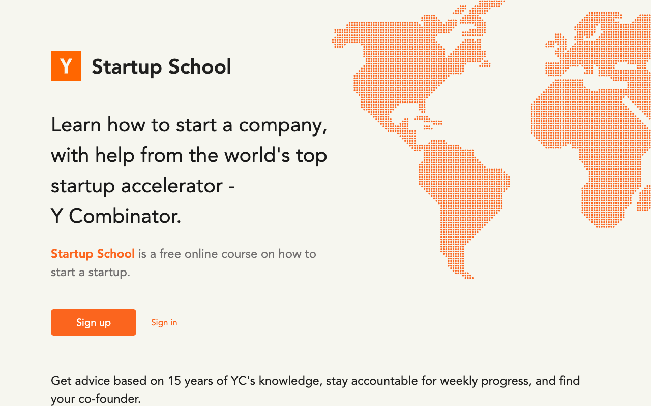 Y Combinator Startup School screenshot